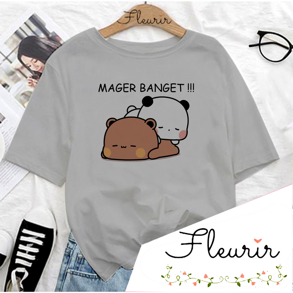 FLEURIR - KAOS WANITA MAGER PRIA REMAJA DEWASA UNISEX TSHIRT JUMBO OOTD LENGAN PENDEK OVERSIZE