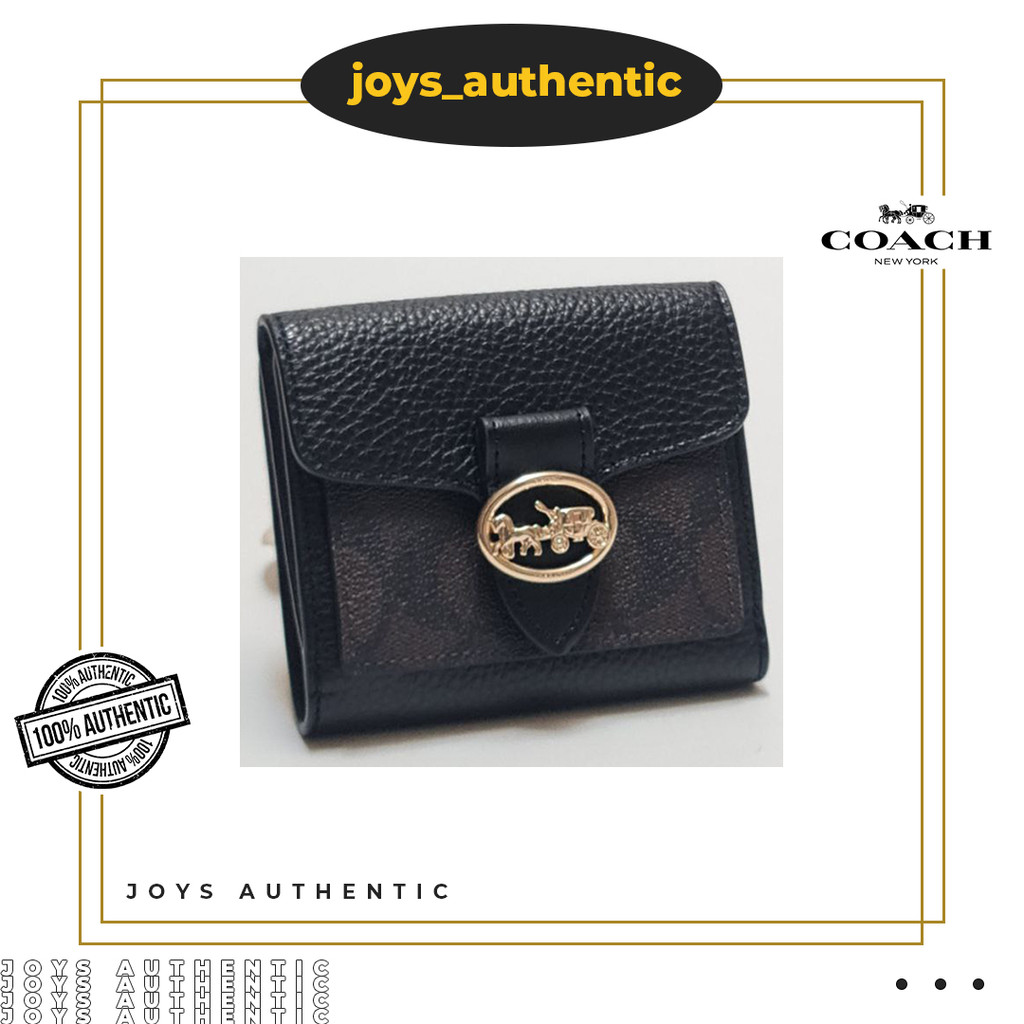 Dompet Wanita Coach 7250 Georgie Small Wallet Coklat Brown Hitam Black Woman Wallet Authentic Origin