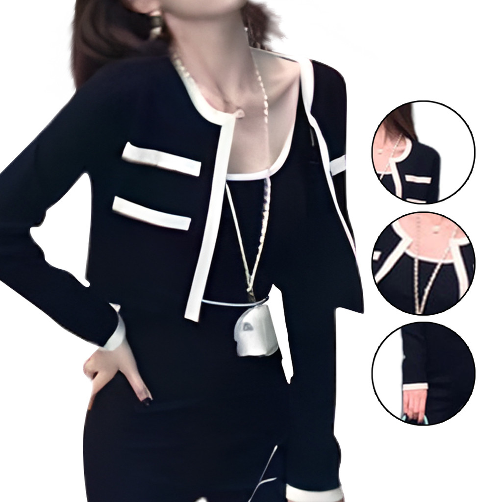 YS6144 Blazer Lengan Panjang+Inner Korean Style 2in1 Keren Rajut Semi - Yosinogawa