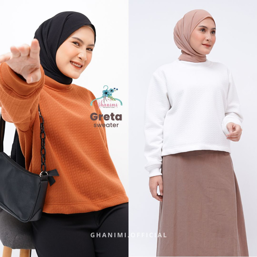 Ghanimi - Greta Sweater / Crewneck Polos / Sweater Polos / Sweater Knit / Sweater Crop Top / Crop Top Polos / Baju hangat / Baju Casual / Sweater casual