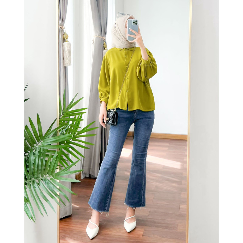 Baju Atasan Tunik Putih Polos Kancing Size S M L XL XXL Terbaru Kekinian Remaja 2023 Super Kek Lt