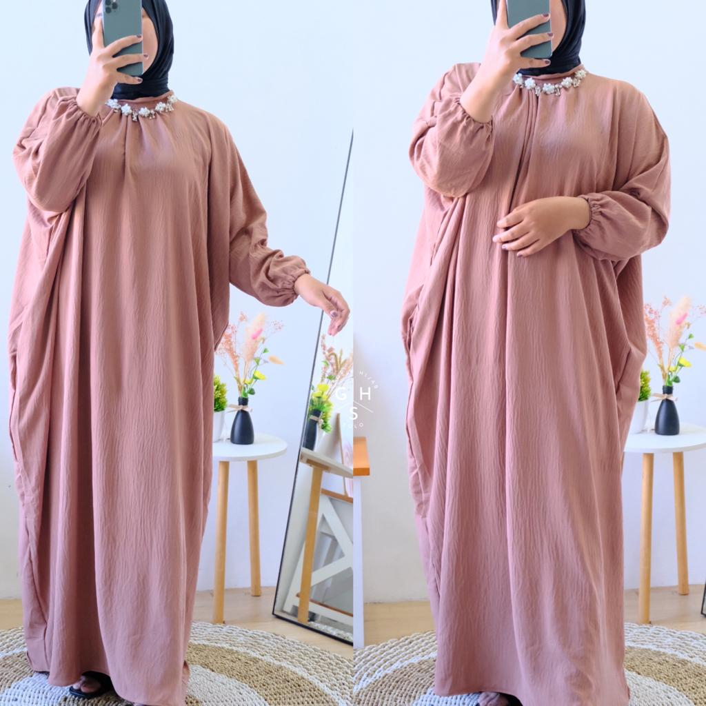 FABIOLA GAMIS KAFTAN OVERSIZE DRESS PANJANG ATASAN WANITA CRINCLE AIRFLOW PREMIUM(KJI)