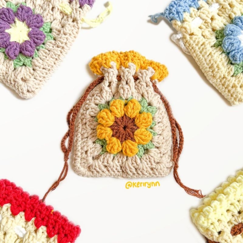 Pouch Bunga Crochet/ Pouch Rajut