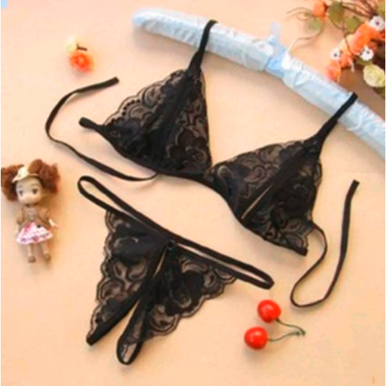 REVA - Set Bra Lingerie Sexy & Celana Dalam Model Lace Transparant import COD