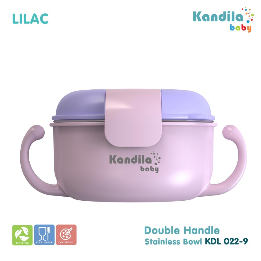 Mangkok Tempat Makan Bayi Anak Kandila Double Handle Stainless Bowl 300ml / KDL 022-9
