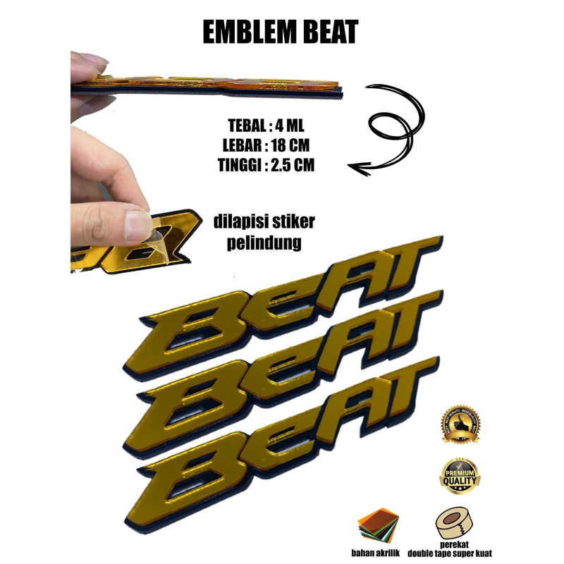 emblem motor beat mirror bahan asli aklilik tanpa campuran bahan lain