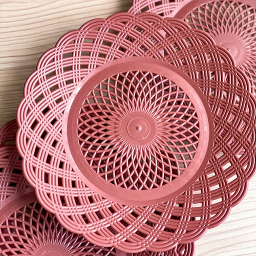 Piring Rotan Plastik 12 Pcs 1 Lusin Piring Anyaman Rotan Plastik 21cm Piring Penyetan Prasmanan