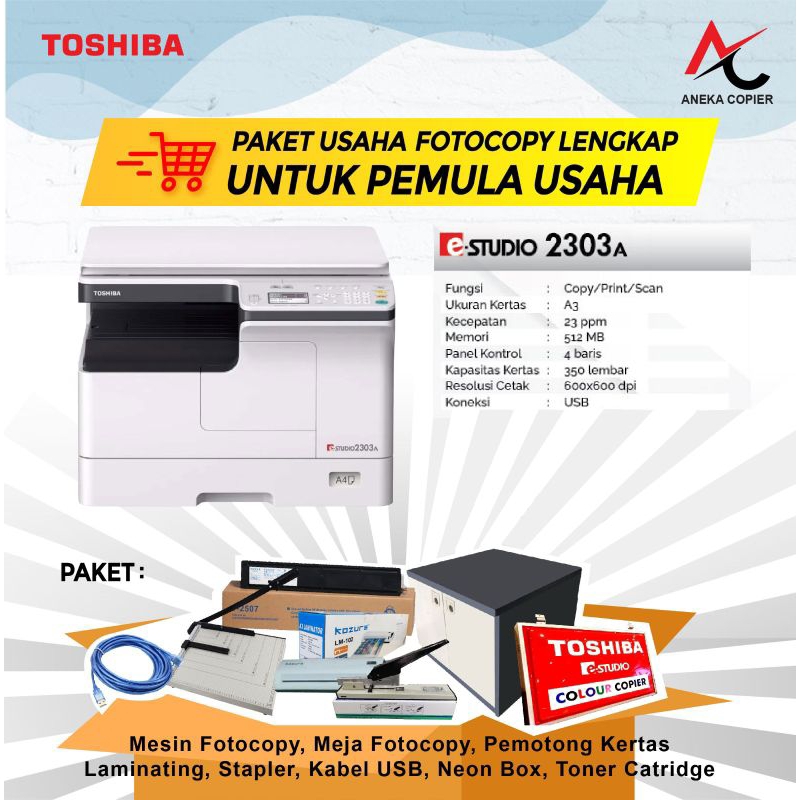 

Mesin fotocopy Toshiba e-Studio 2303A(Paket Pemula)