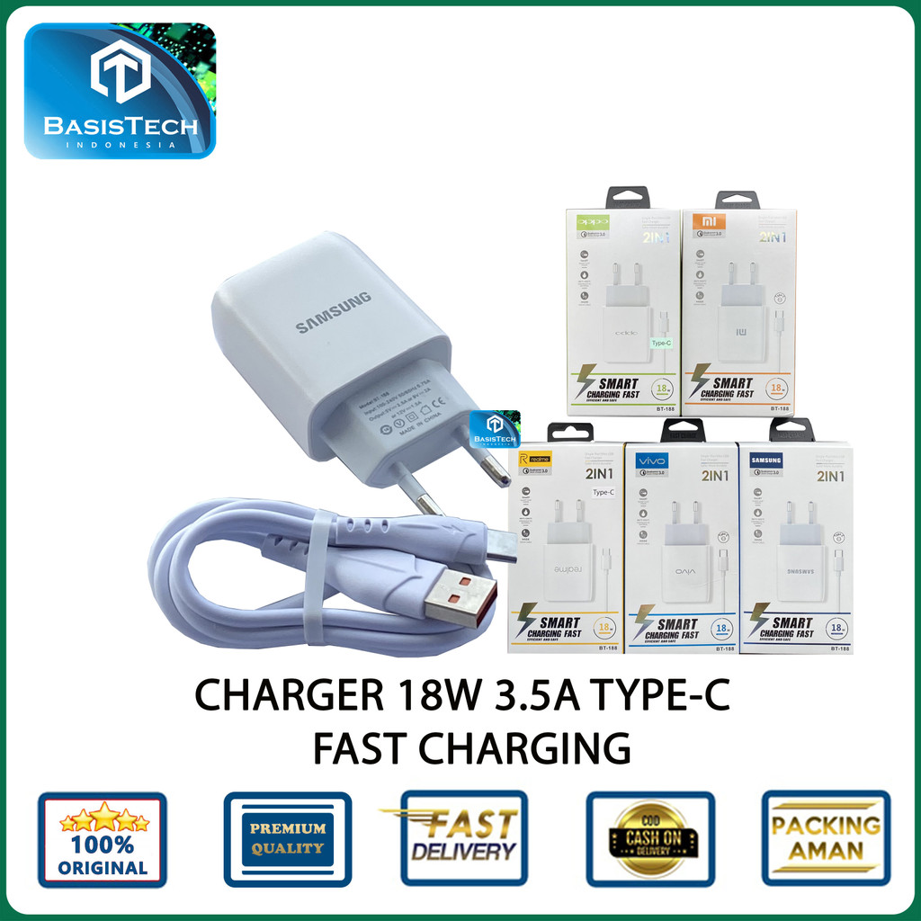 CHARGER TYPE C 18W 3.5A QUALCOMM BT-188 FAST CHARGING