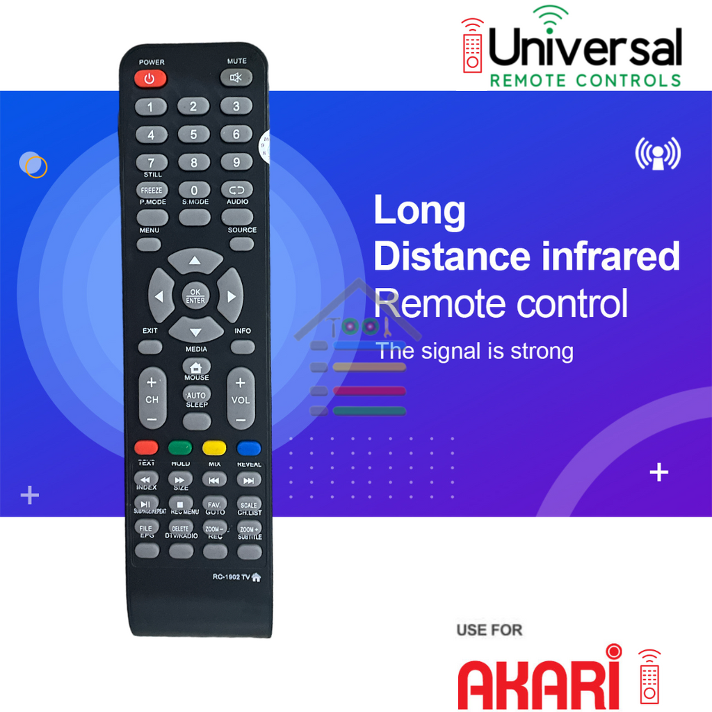 REMOTE TV AKARI SMART DIGITAL TV RC-1902 TV LCD LED UNIVERSAL