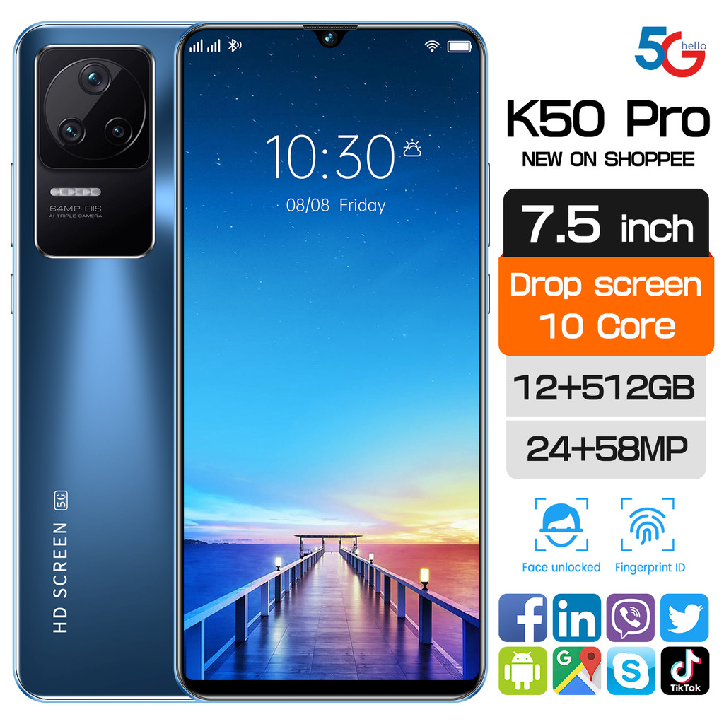 Smartphone Produk Baru K50 Pro 8+5GB* + 128/256GB [Helio G99, 6.66&quot; FHD+ AMOLED 90Hz, NFC, 6000mAh 45W Flash Charge, 50MP, Android 12,Har