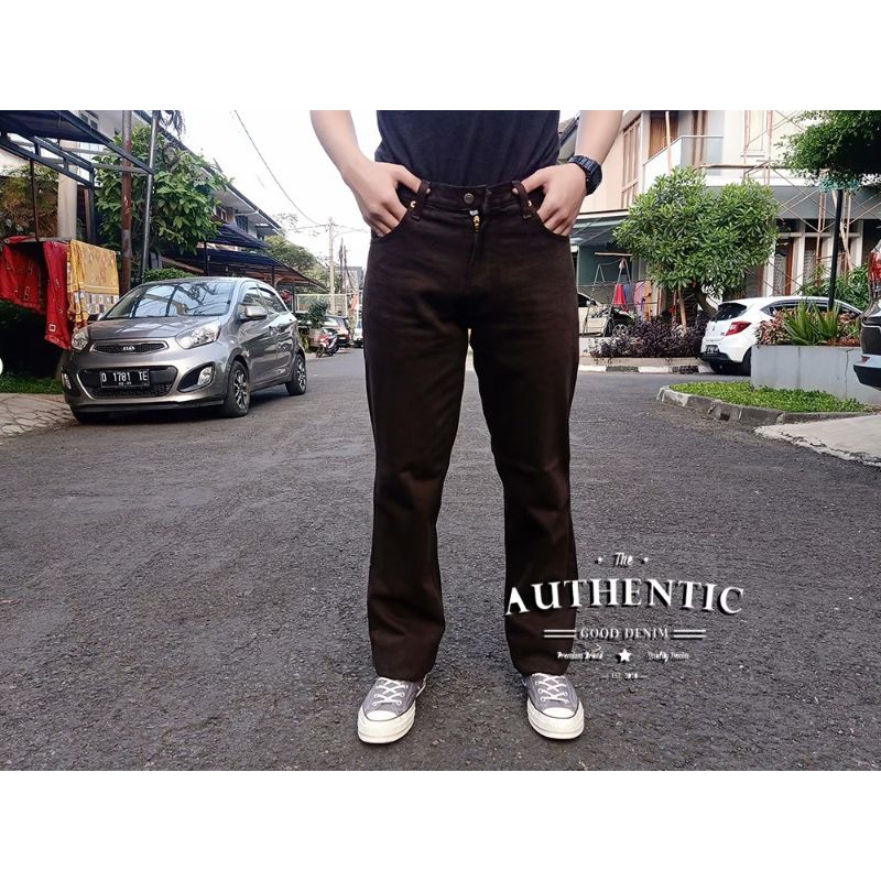 Celana Jeans Denim Standar Pria Cream