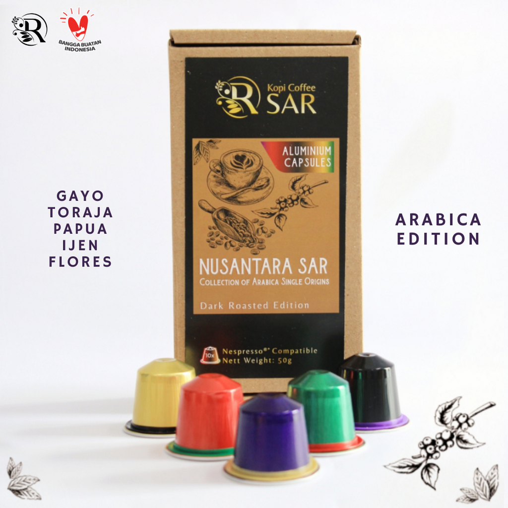 

Nusantara SAR - Assorted Edition Arabica Single Origin Nespresso Compatible Coffee Capsule Kopi Coffee SAR Kopi Kapsul untuk Mesin Nespresso