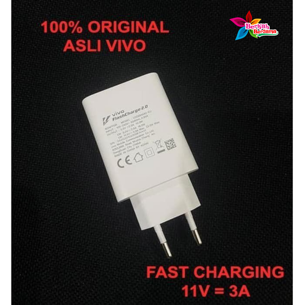 BATOK ADAPTER / KEPALA CHARGER VIVO 33WATT ORIGINAL 100% FAST CHARGER Vivo y91 y93 y95 y91c y71 y81 y83 y20 y30 y50 y01 y02 y16 y22 y35 y12 y15 y17 y19 v11 V11pro v15 V15pro v19 v20 v21 v23 V25 v27 v27e Z1pro S1pro x30 x50 x60 pro x70 pro BB8349