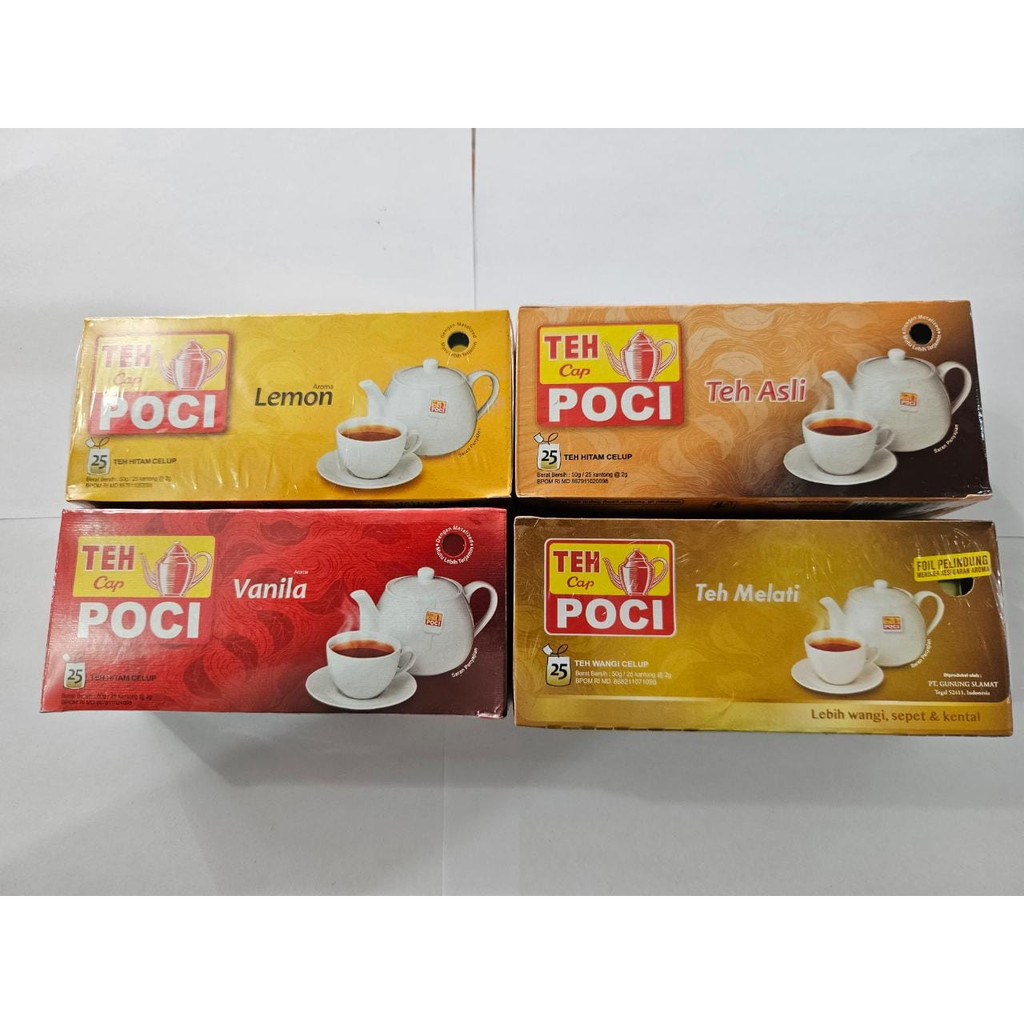 Teh Cap Poci Celup Asli Melati Lemon Vanila 25's