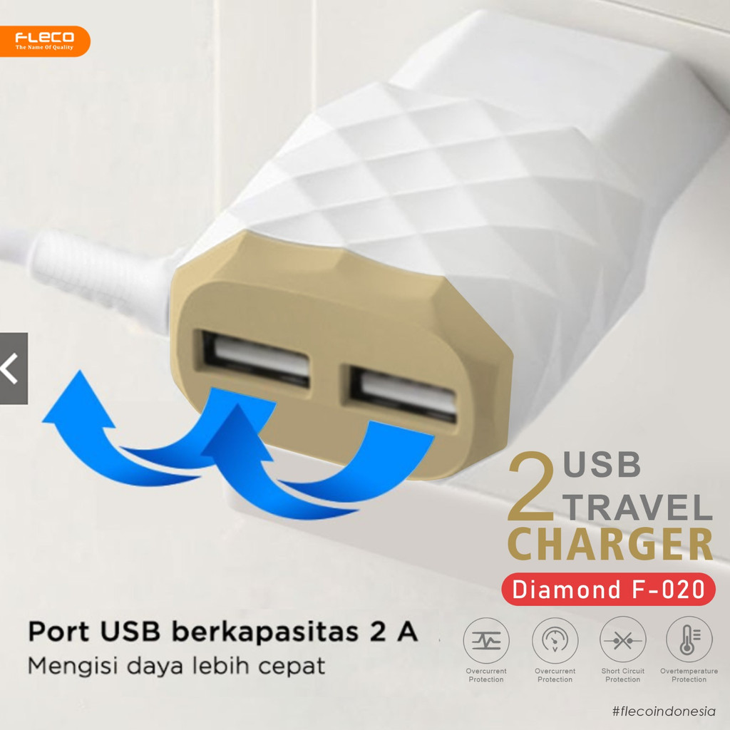 Quick Charge 3.1 USB Wall 2 USB slot Charger F-020 FLECO