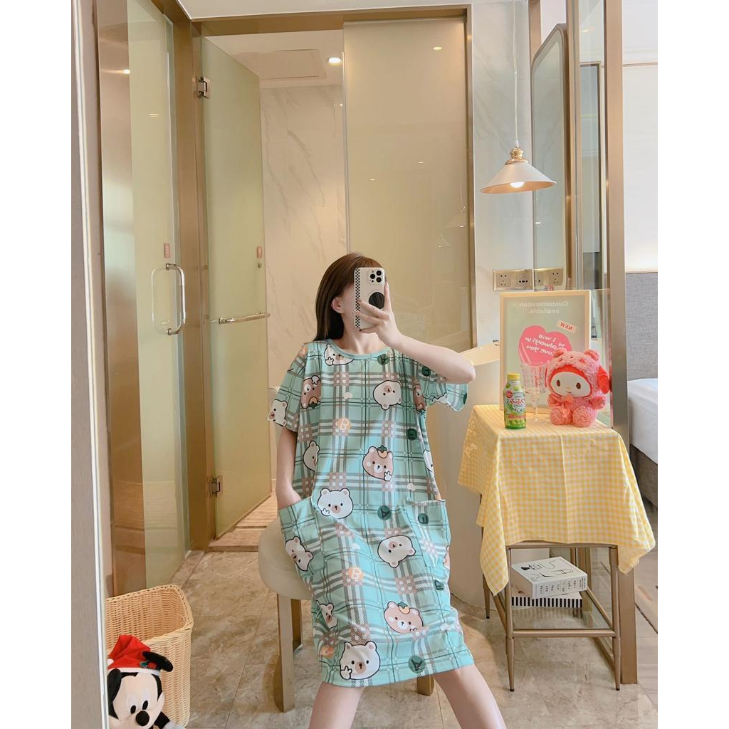 KAWAI BAJU TIDUR DASTER DRESS JUMBO KANTONG LD 120 LUCU IMPORT