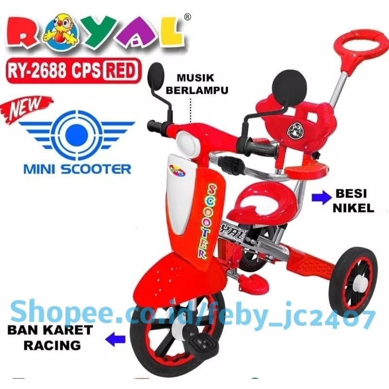 Sepeda roda tiga tricycle Royal 2688 cps sepeda anak balita bayi