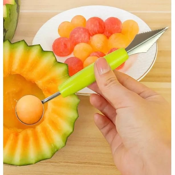 

Pisau Ukir Hias Buah Alat Cetakan Bundar Cocktail Kerokan Semangka Blewah Melon Stainless Steel 2 Sisi