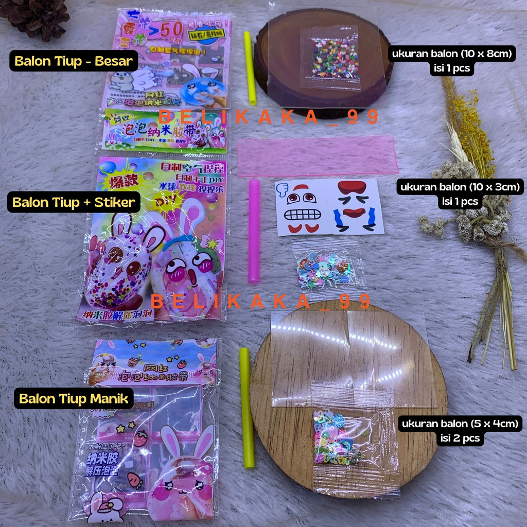 MAINAN DIY BALON TIUP BUBBLE NANO TAPE MANIK-MANIK DIAMOND GLITTER SATUAN / BALON TIUP MANIK-MANIK / BALON MANIK-MANIK / BALON TIUP DIAMOND / BALON TIUP GLITTER