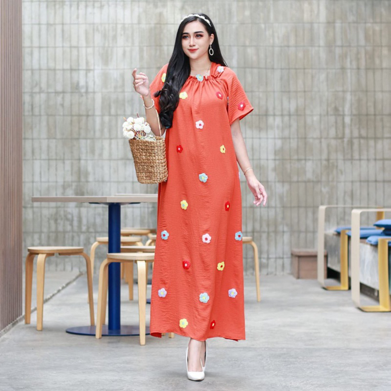 dress fuji dress cringkel dress pendek daster pendek midi dress dress crinkle pompom