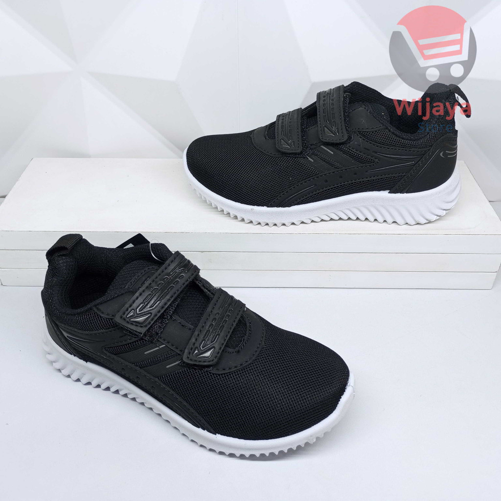 Sepatu Sekolah Pro Att 31-34 Sneaker Anak Hitam Polos Putih dengan Strap Velcro yang Praktis PI 600 TEC 890 PC 950 NT 592 PA 700