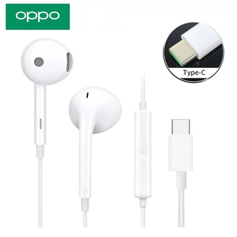 EARPHONE HEADSET ORIGINAL 100% OPPO RENO 8 / 8 PRO PLUS 5G PURE BASS JACK TYPE C ORI HANDSFREE