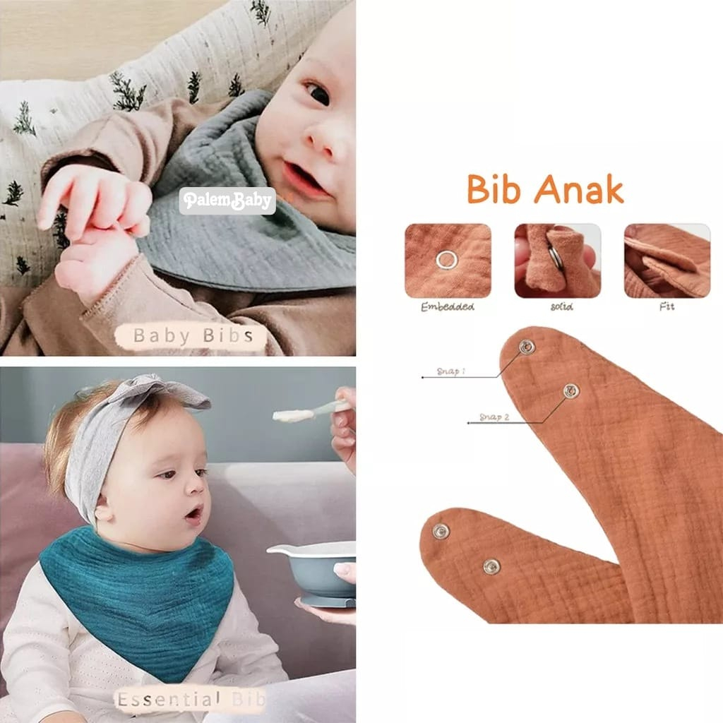 Bib Anak Muslin Segitiga Bib Muslin Bayi Slabber Bayi CarterLv / Celmek