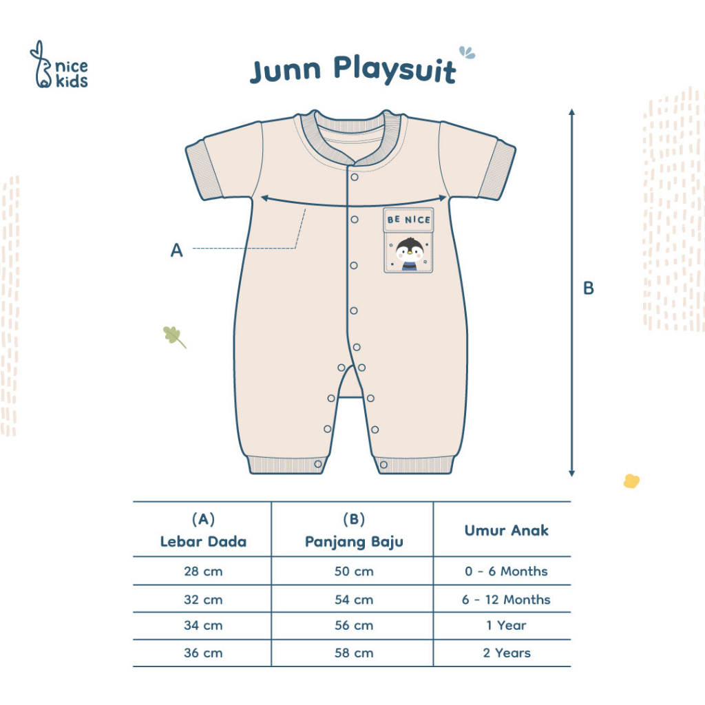 NICEKIDS NICE KIDS JUNN PLAYSUIT BABY ROMPER ROMPER BAYI ROMPER ANAK 0-2 TAHUN