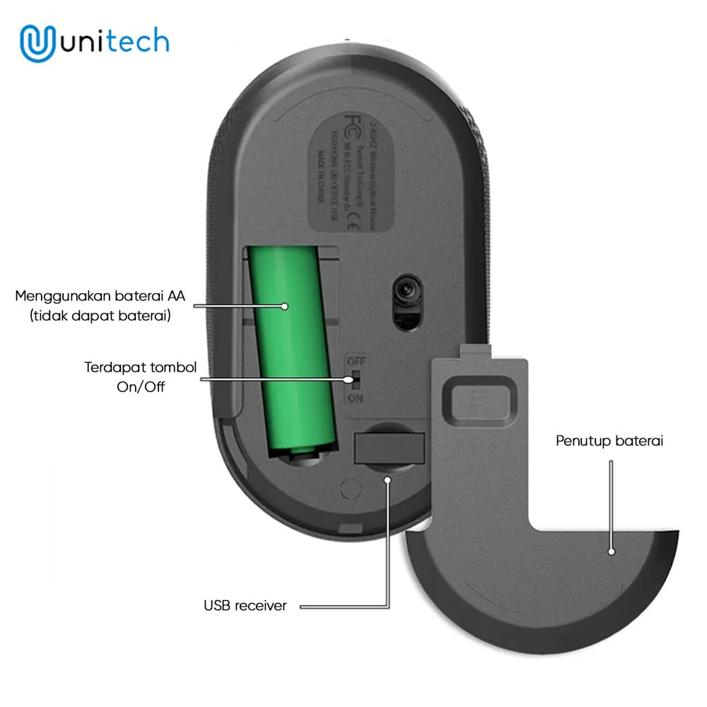 Mouse Wireless Unitech Karakter YF107 Slim Silent Click 2.4Ghz Mouse