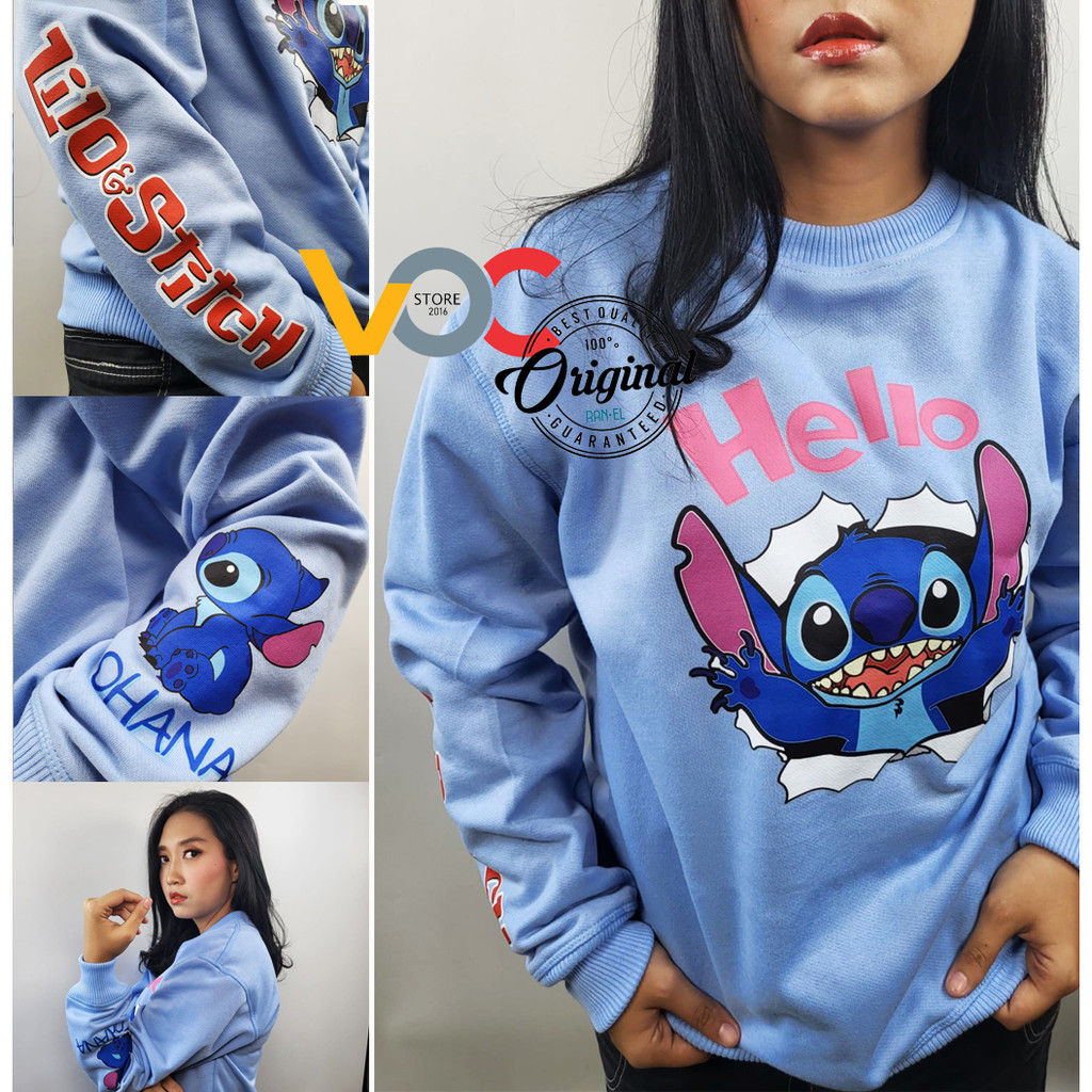 Sweater Pria Wanita Distro STITCH Switer Crewneck Fleece Tebal Premium Unisex Oversize