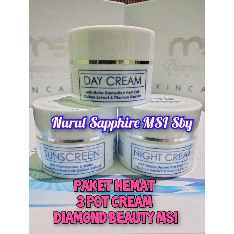 PAKET HEMAT CREAM (3 POT TANPA BOX) SKINCARE DIAMOND BEAUTY MSI - 100% ORIGINAL