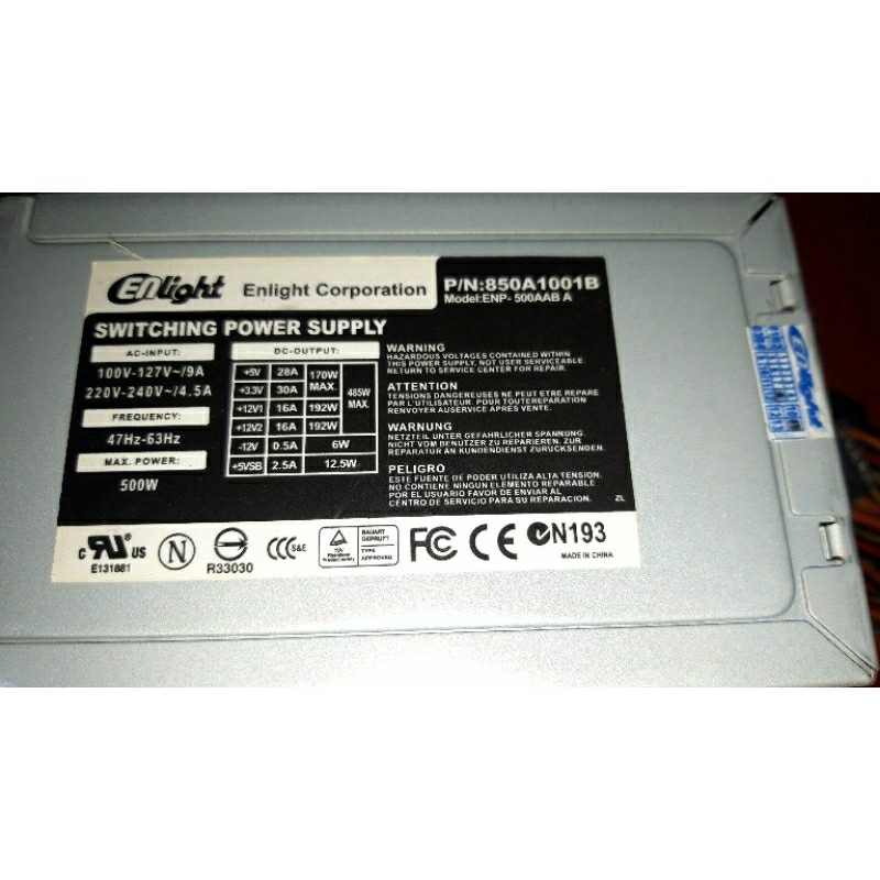 powesupply pc enlight 500w