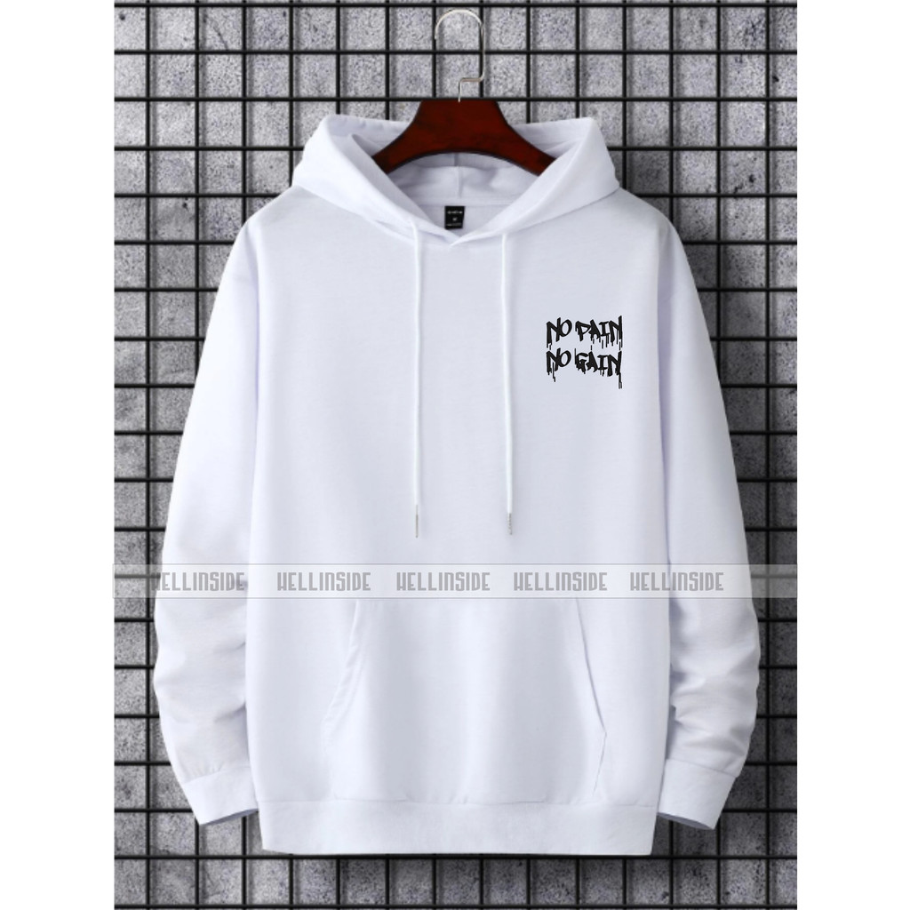 Sweater Hoodie terbaru pria Motif NO PAIN NO GAIN / Hoodie pria wanita kekinian trend motif gambar