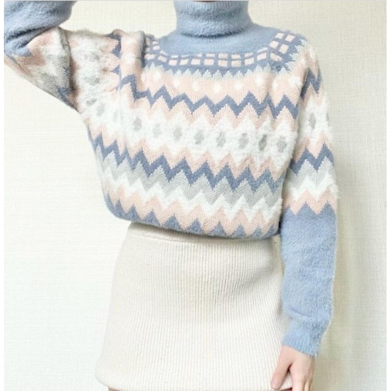 SWEATER KOREA | SWEATER BABYBLUE FUR| SWEATER BULU