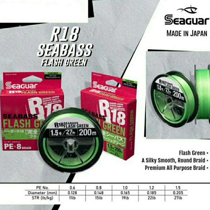 Senar Pe Seaguar Seabass R18 200m - Made in Japan