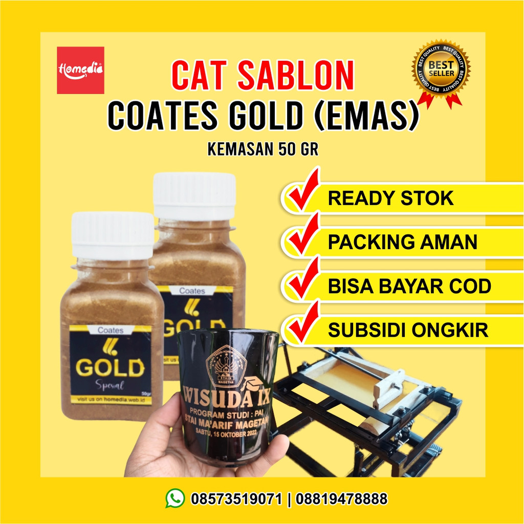 

Cat Sablon Gelas COATES GOLD Tinta Sablon Gelas COATES 50 gr
