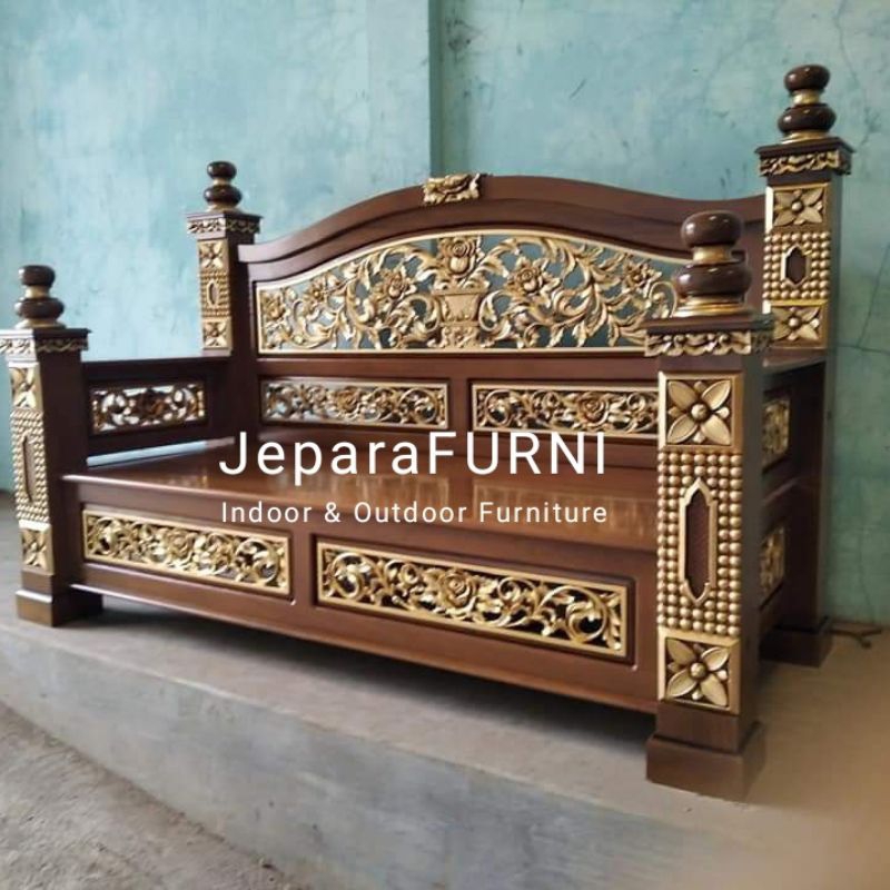 Bangku Bale Kayu Jati ukir Jepara Jumbo Tebal I Bale Bale Jati I Resban