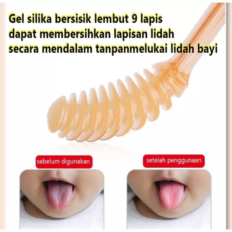 Sikat Gigi Bayi 3 in 1 Perawatan Mulut Lidah Bahan Silikon Bebas BPA FREE Food Grade bisa Untuk Newborn ada Kotak Pelindung