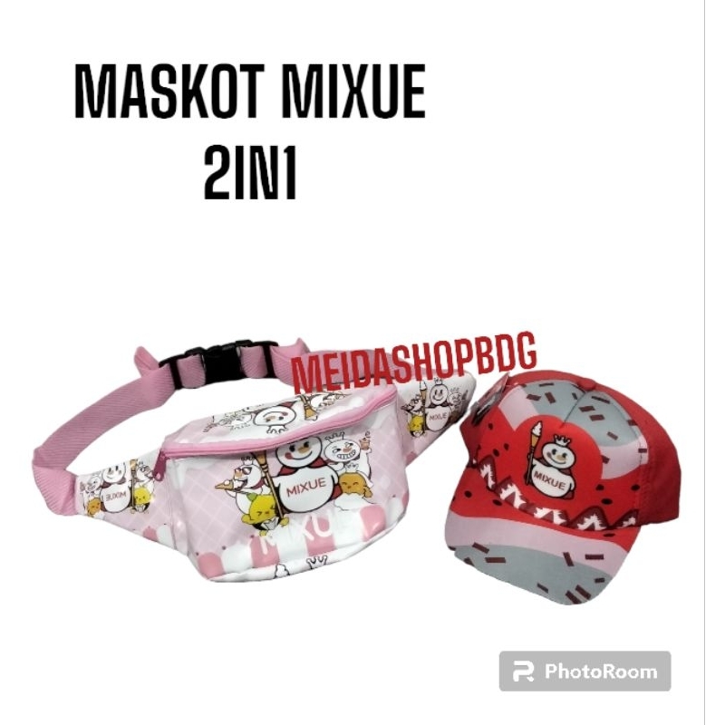 BISA COD Tas Slempang 2in1 Maskot Mixue Topi print