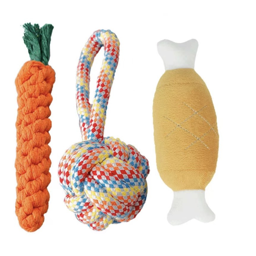 Set Premium Mainan Anjing Rajut Tebal / Knot Dog Toy Set