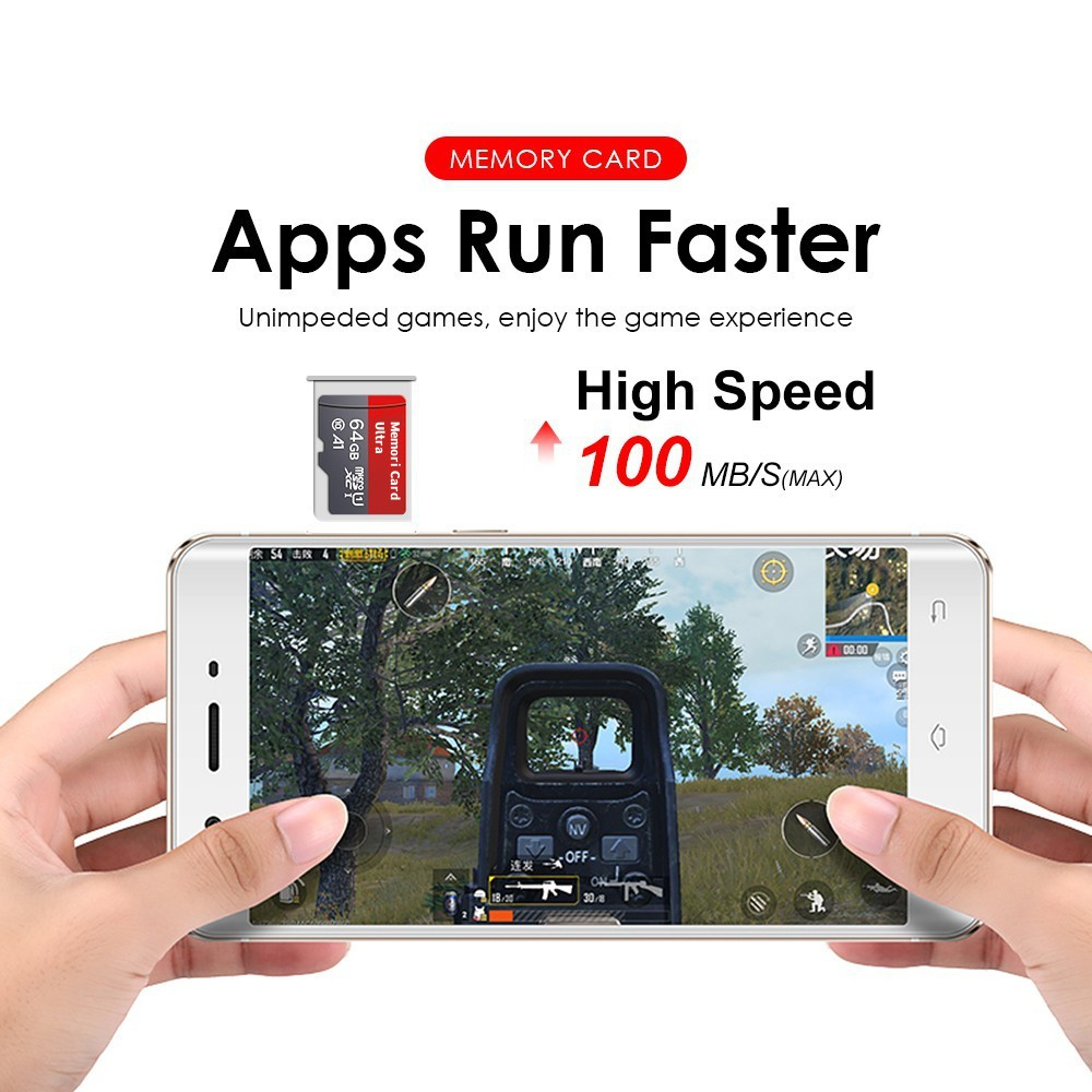 Memory Card 32/64/128/256GB Micro SD Kartu Memori sd card Free AdapteR CLASS 10 100Mbps