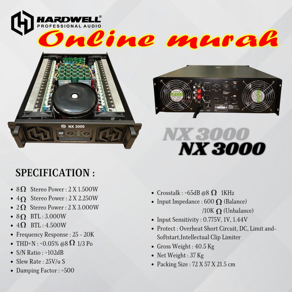 power amplifer hardwell nx3000 / nx 3000 3000 watt original