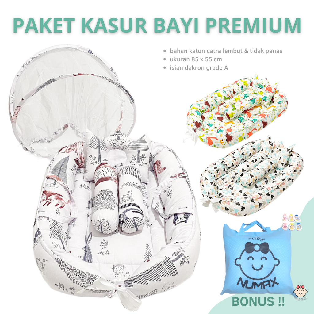 Kasur Bayi Set Kelambu Lengkap / Baby Nest Set Kasur Bayi Kelambu Anti Nyamuk / Kasur Bayi Terlaris