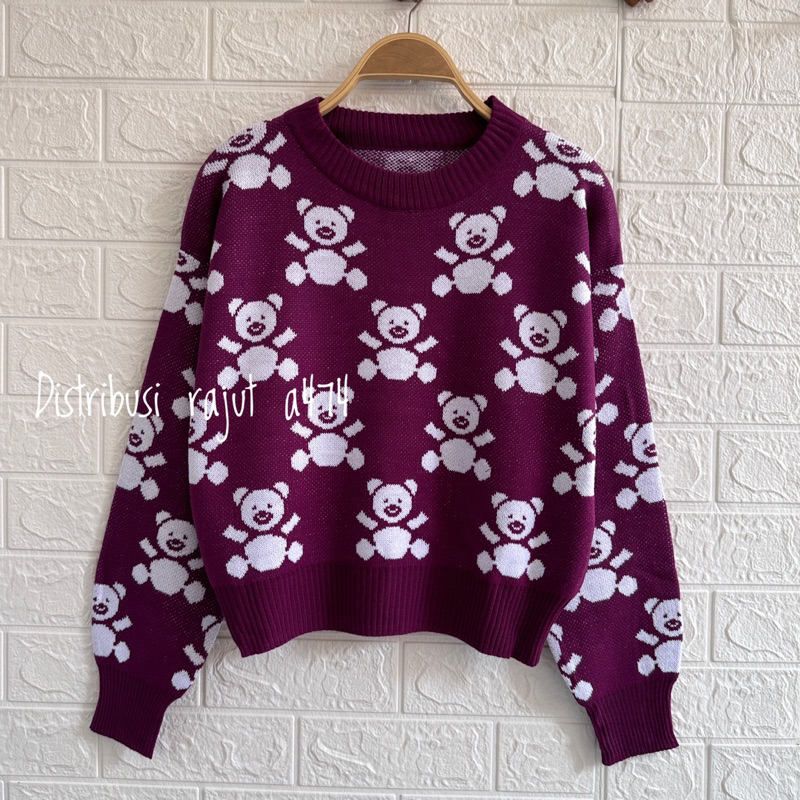 JANNAH SWEATER RAJUT MOTIF PANDA WANITA LENGAN PANJANG