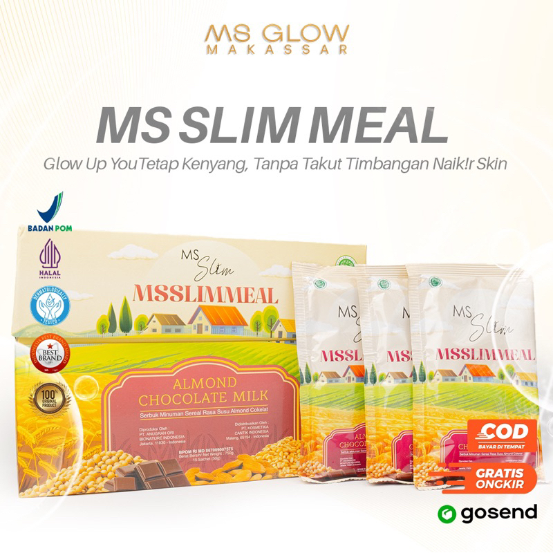 MS SLIM MEAL MSSLIMMEAL Almond Chocolate Milk Cemilan Diet MS Glow Minuman Pelangsing Pengganti Maka