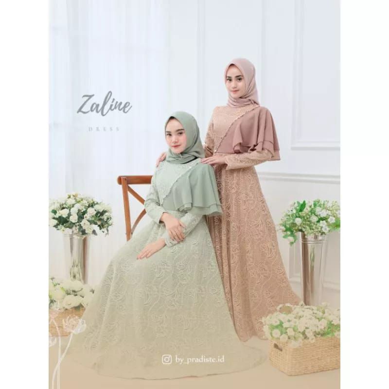 Prelove Zaline dress by Pradiste id (dusty pink) set hijab size M