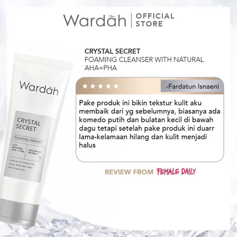 Wardah Crystal Secret Foaming Cleanser With Natural AHA+PHA 100ml | Sabun Cuci Muka