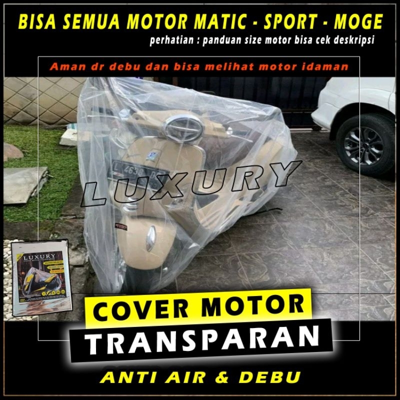 Cover Sarung Motor Transparan Waterproof 1a Plastik Tutup NMAX PCX VARIO VESPA XMAX NINJA KING 1a