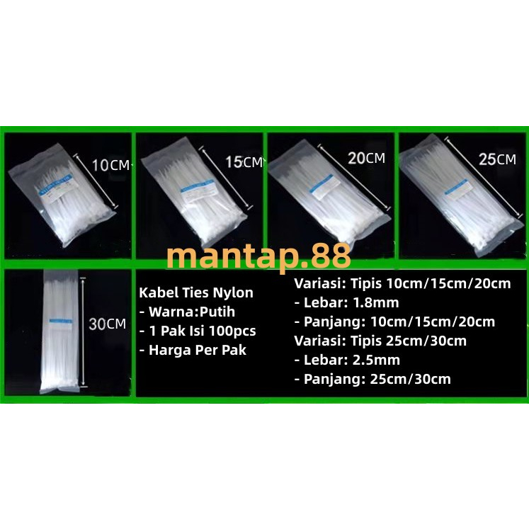 kabel ties/kabel tis tipis hitam/putih 10cm,15cm,20cm,25cm,30cm